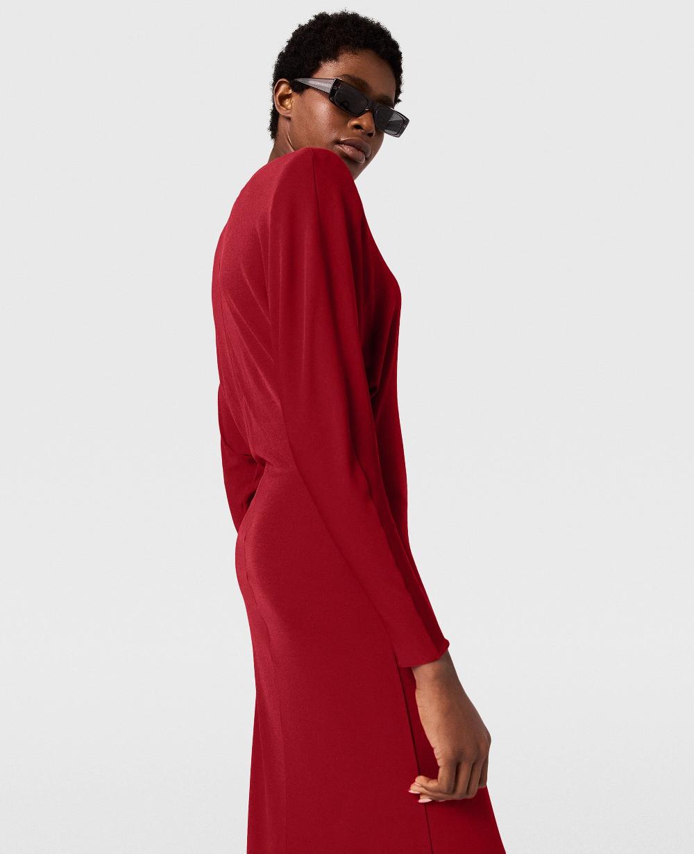 Stella Shoulder Pad Long-Sleeved Midi Dress