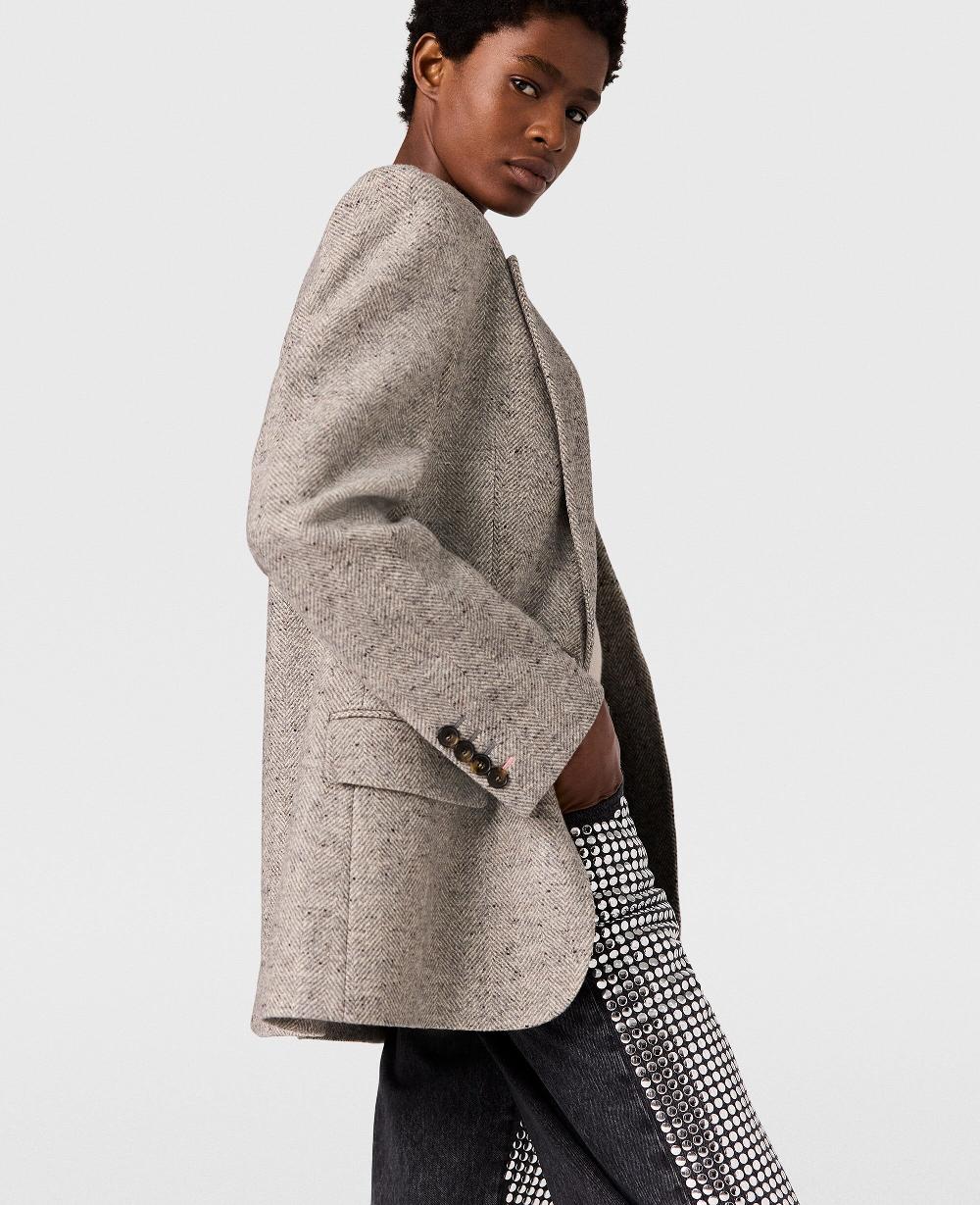 Stella Single-Breasted Herringbone Blazer