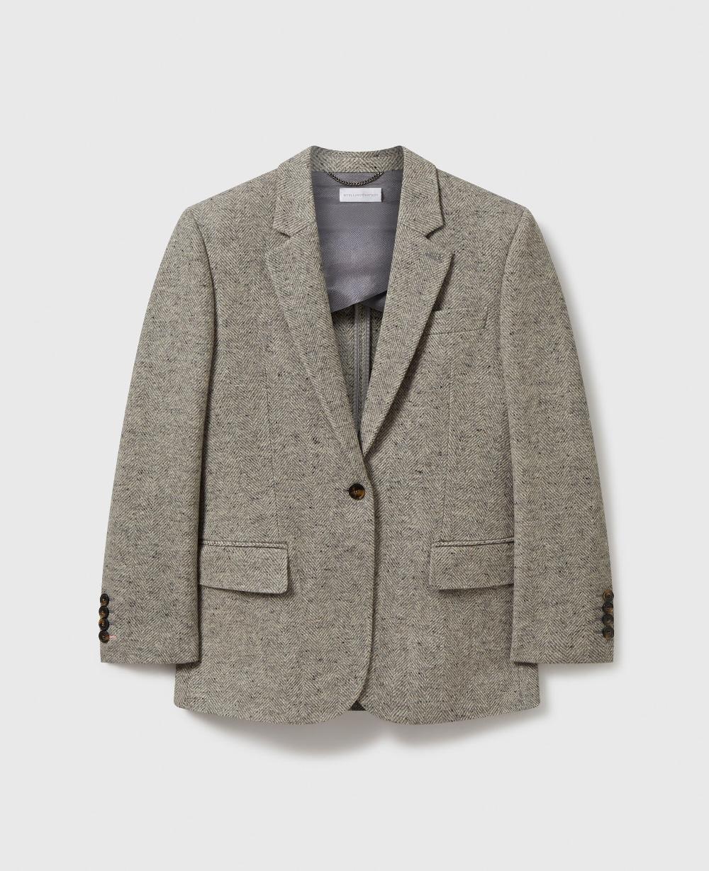 stella Single-Breasted Herringbone Blazer