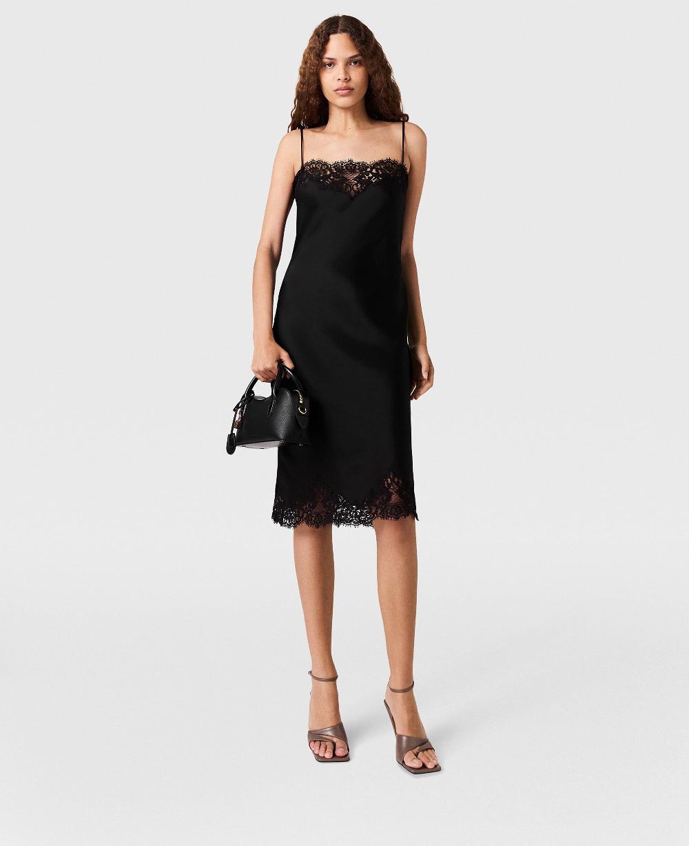 Stella Sleeveless Lace Satin Midi Dress