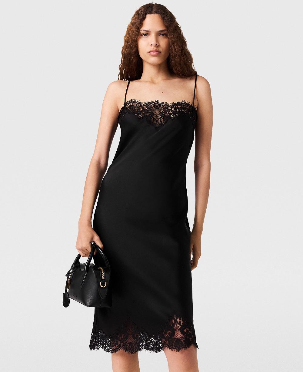 stella Sleeveless Lace Satin Midi Dress