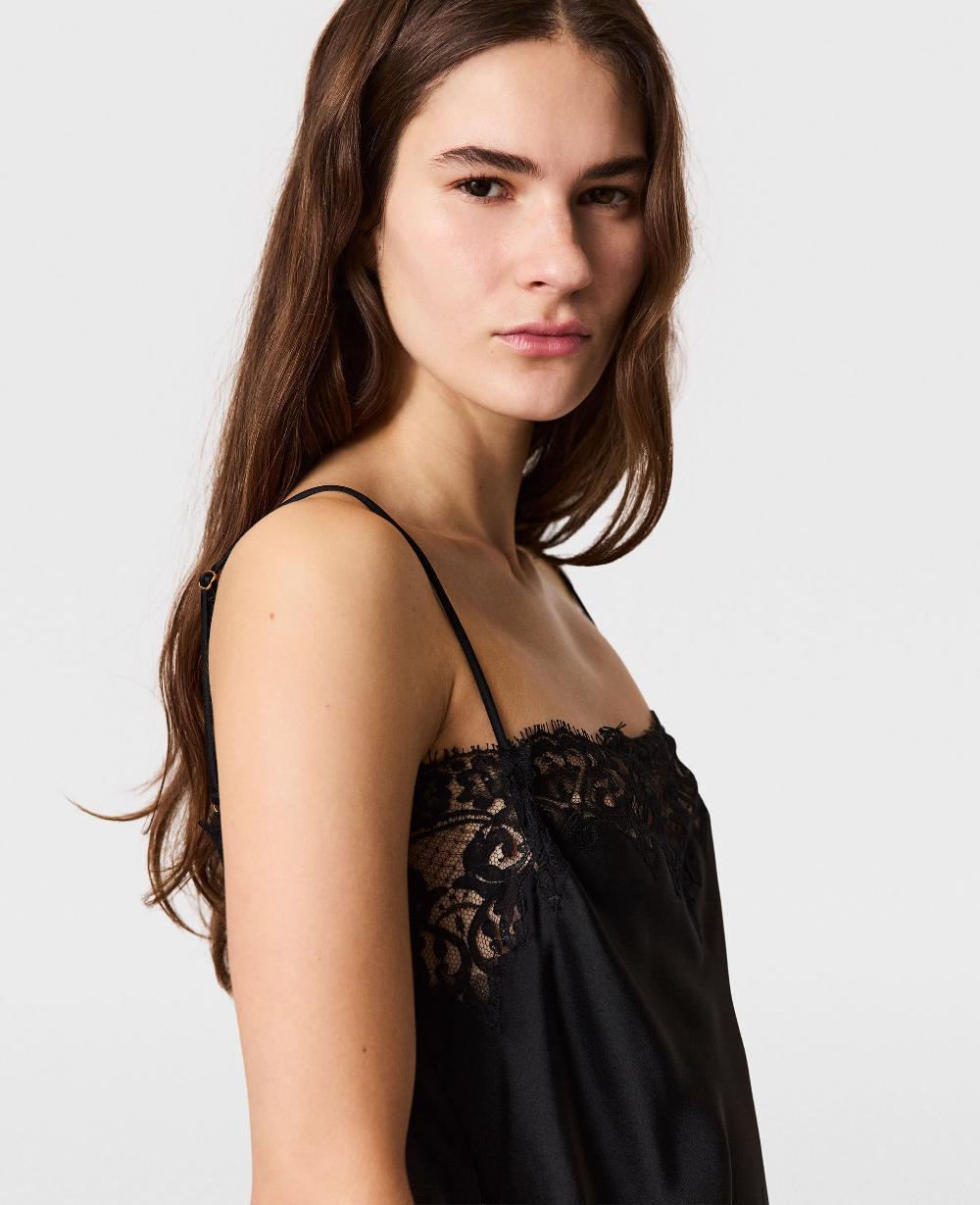 Stella Sleeveless Lace Satin Top