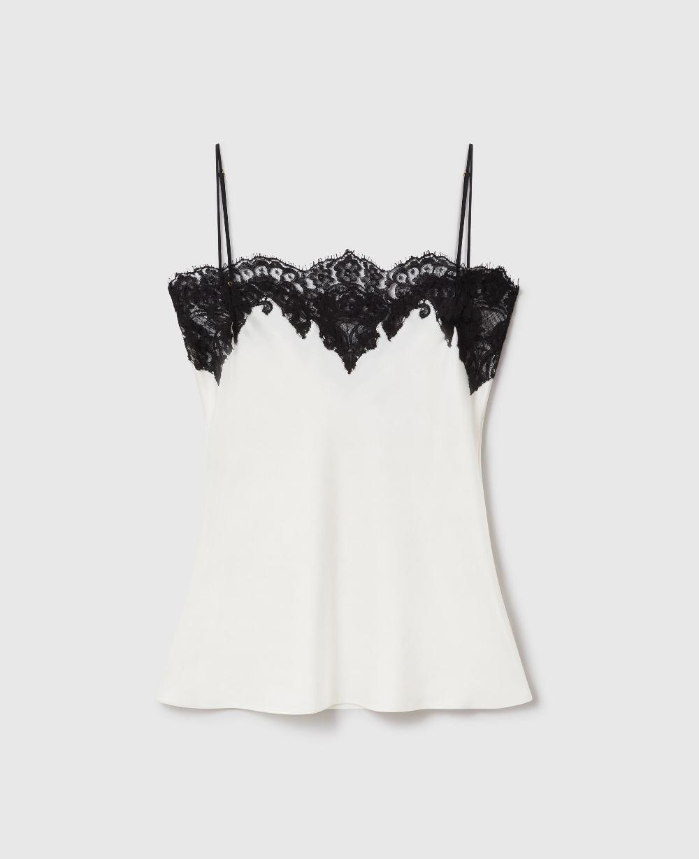 stella Sleeveless Lace Satin Top