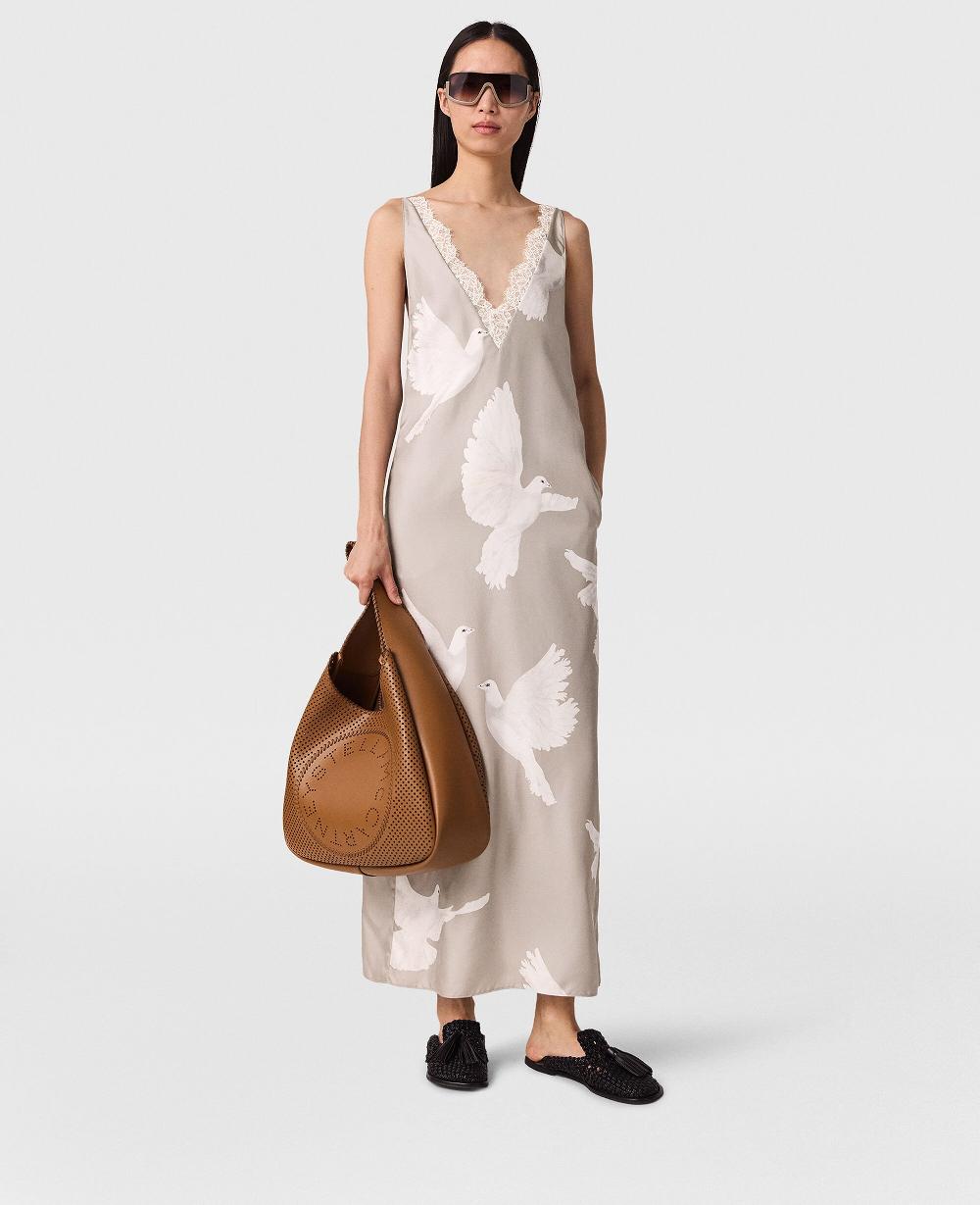 Stella Sleeveless V-Neck Dove Print Midi Dress