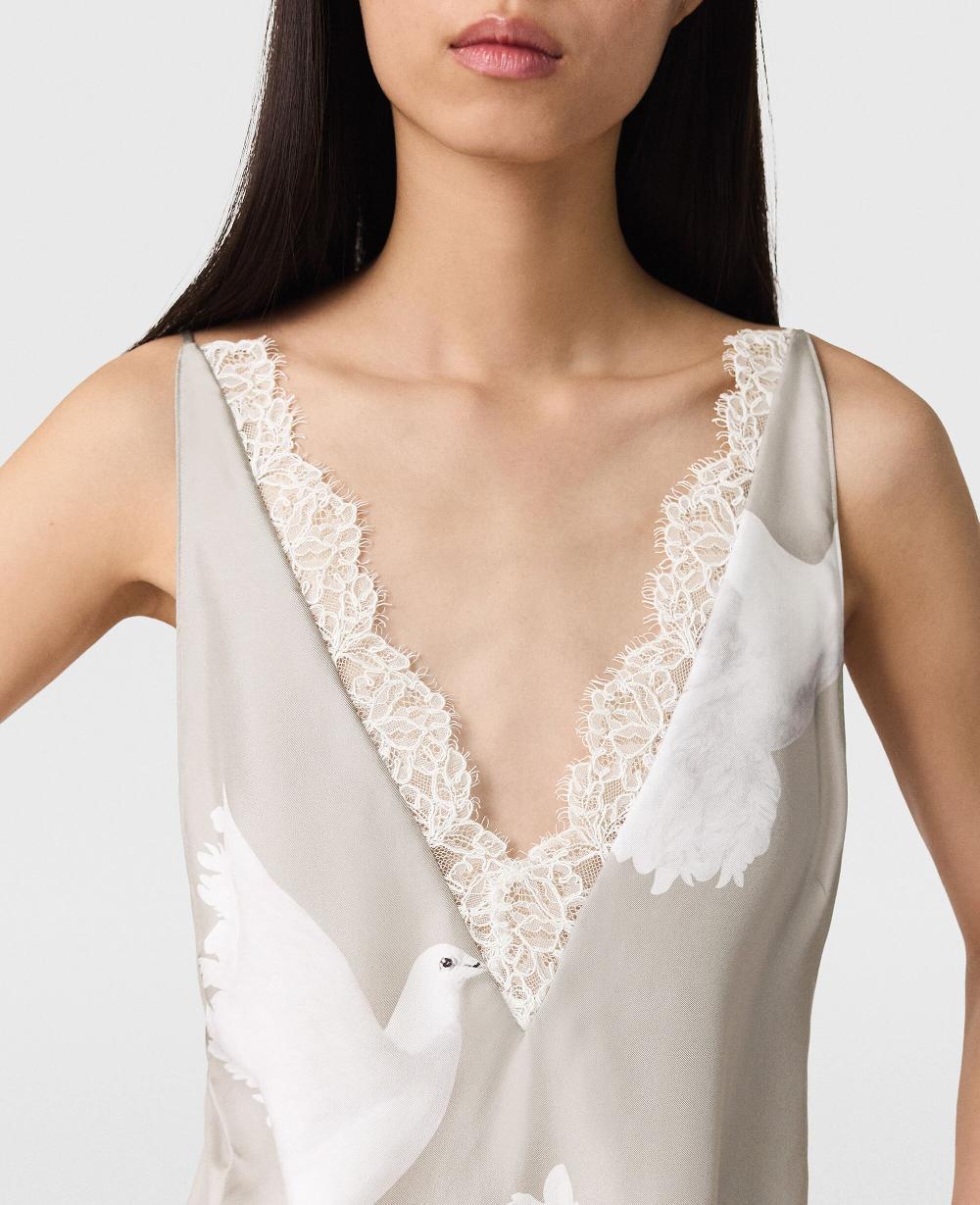 Stella Sleeveless V-Neck Dove Print Midi Dress