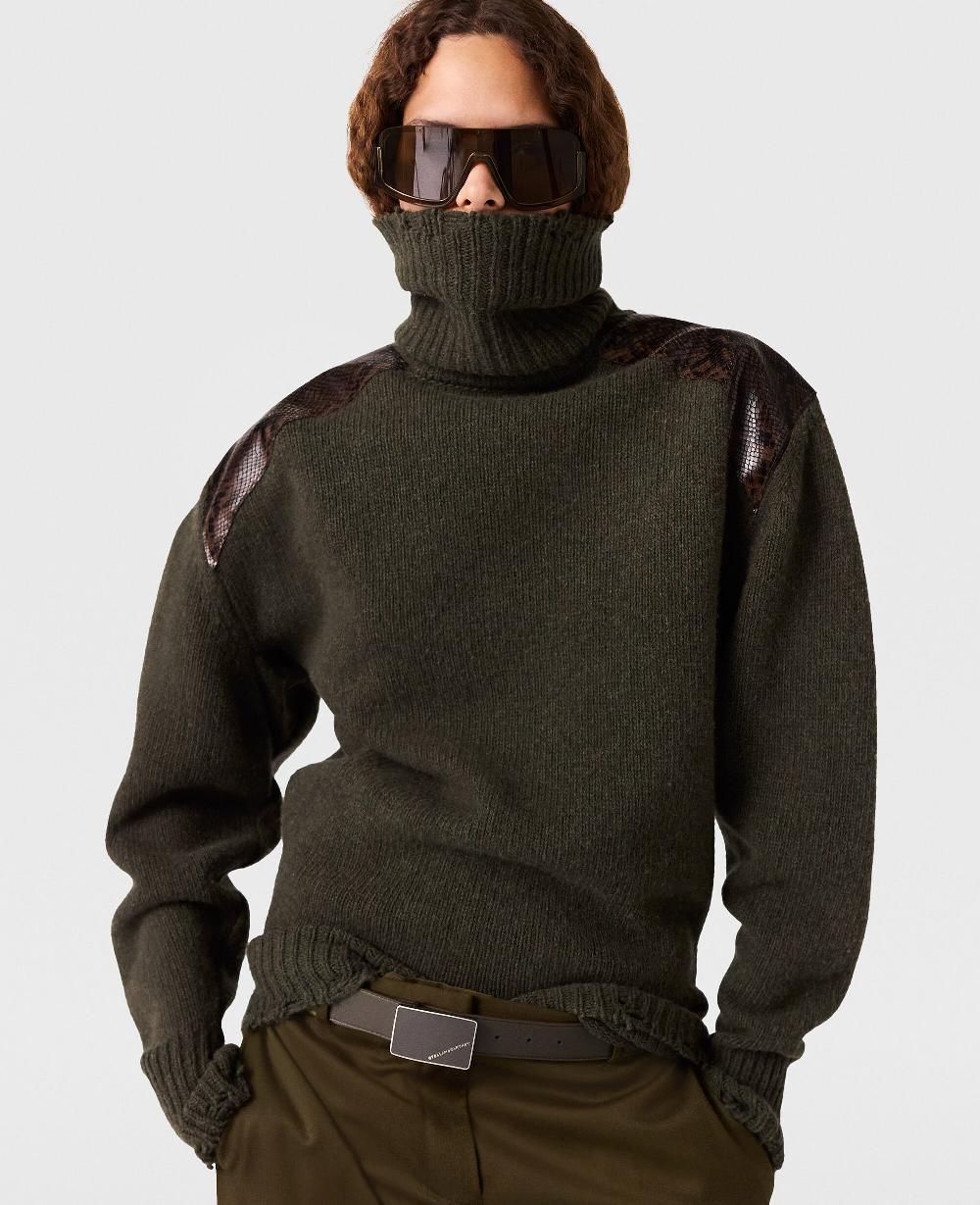 Stella Snake Panel Turtleneck Sweater