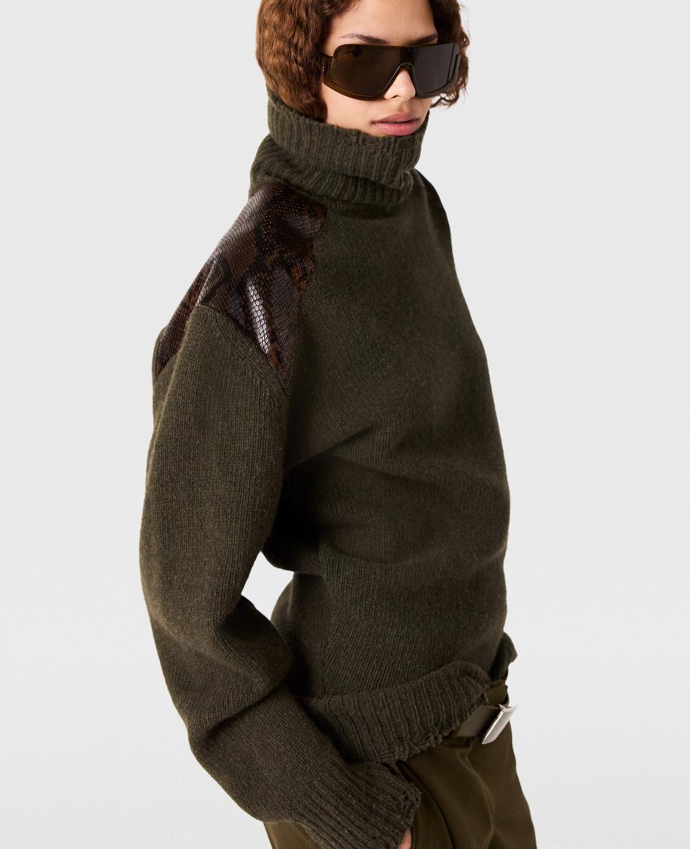 Stella Snake Panel Turtleneck Sweater