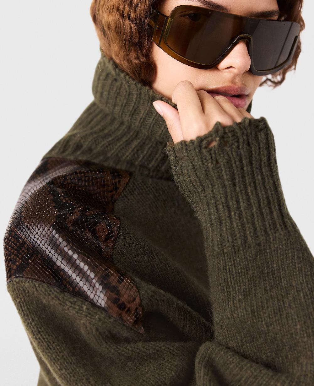 Stella Snake Panel Turtleneck Sweater
