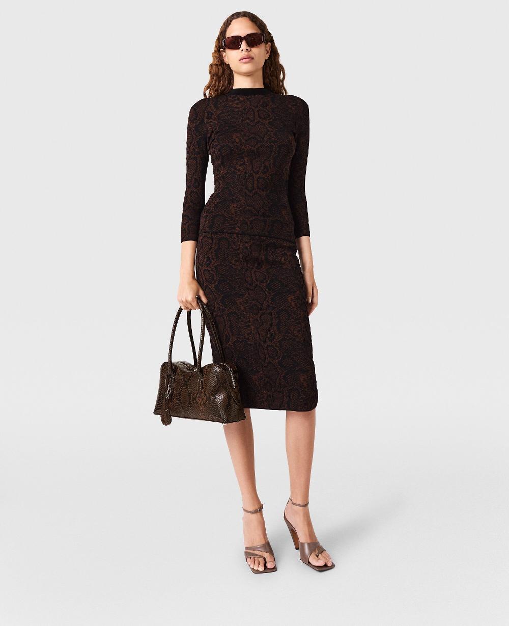 Stella Snake Print Knit Midi Skirt