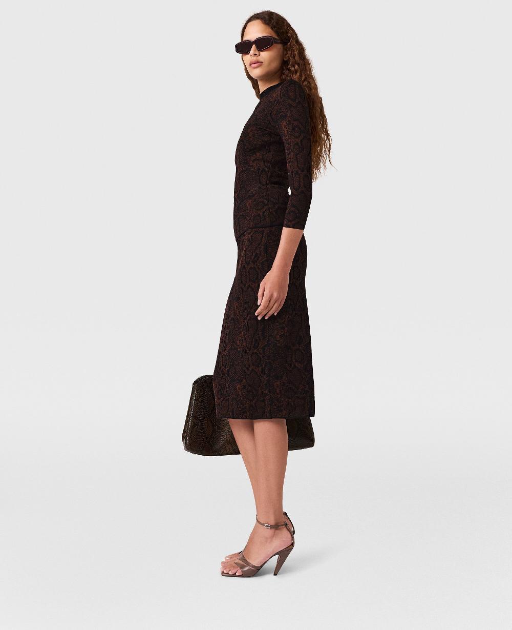 Stella Snake Print Knit Midi Skirt