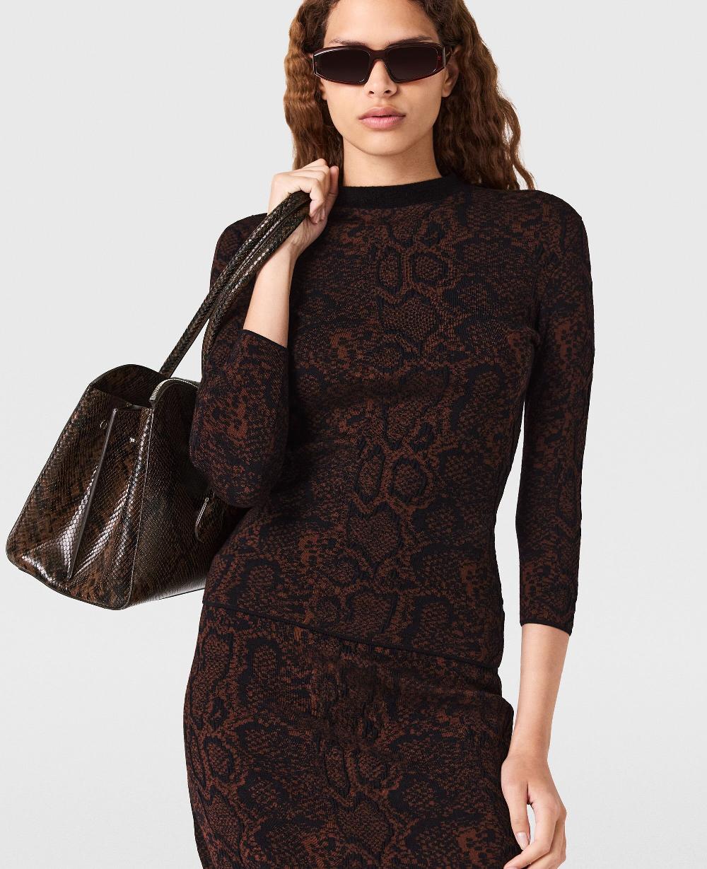 Stella Snake Print Long-Sleeve Sweater