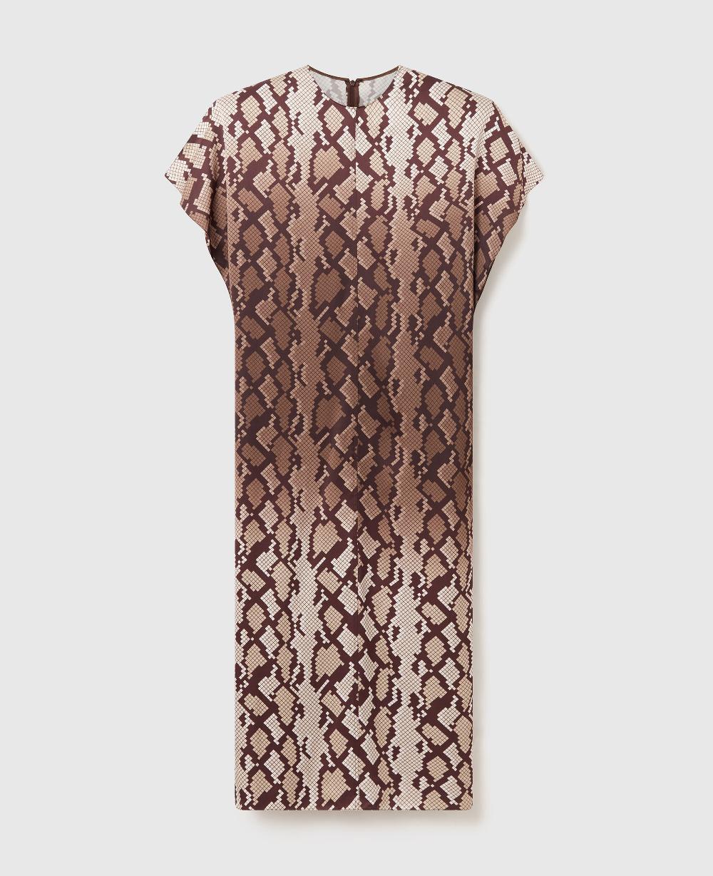 stella Snake Print Shoulder Pad Midi Dress