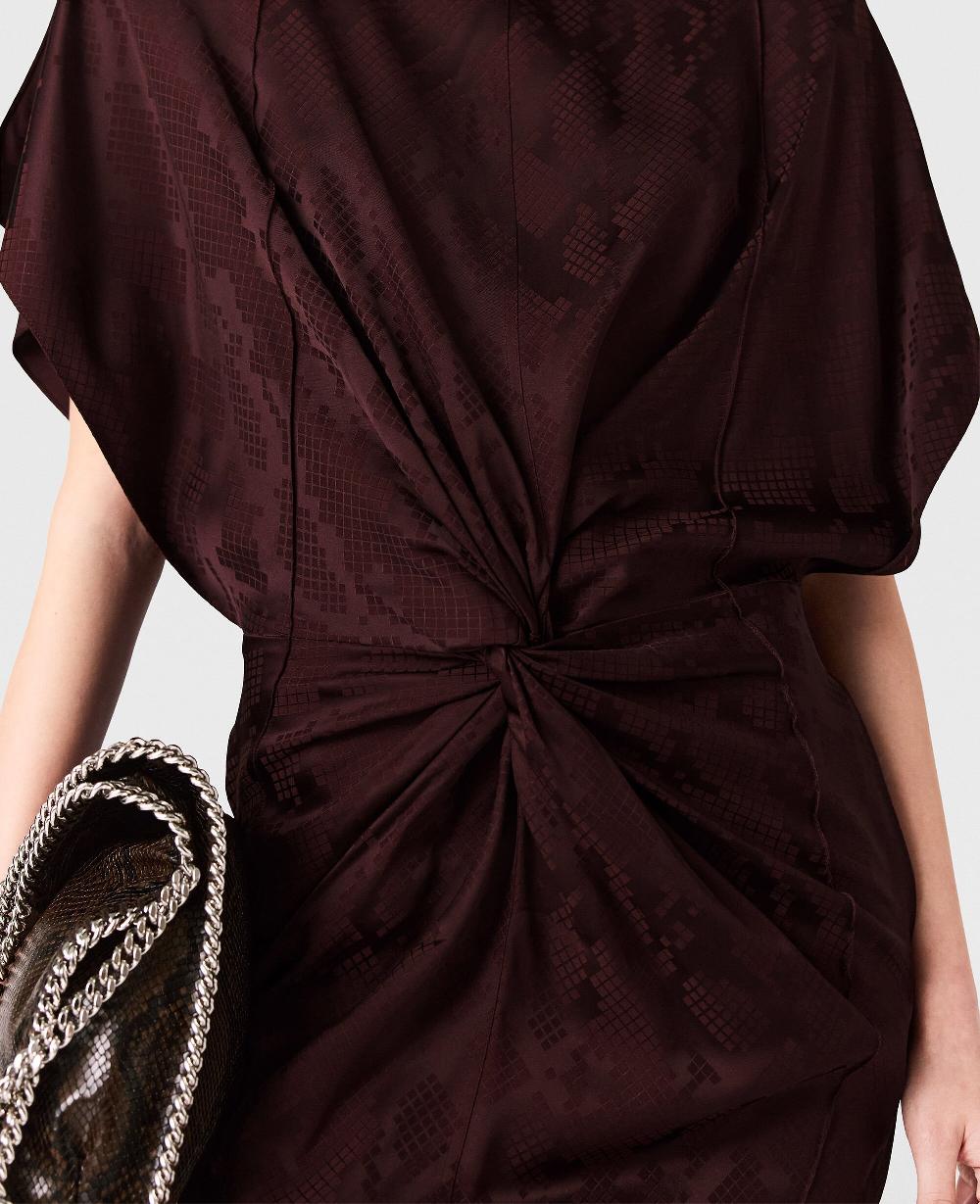 Stella Snake Print Shoulder Pad Twist Midi Dress