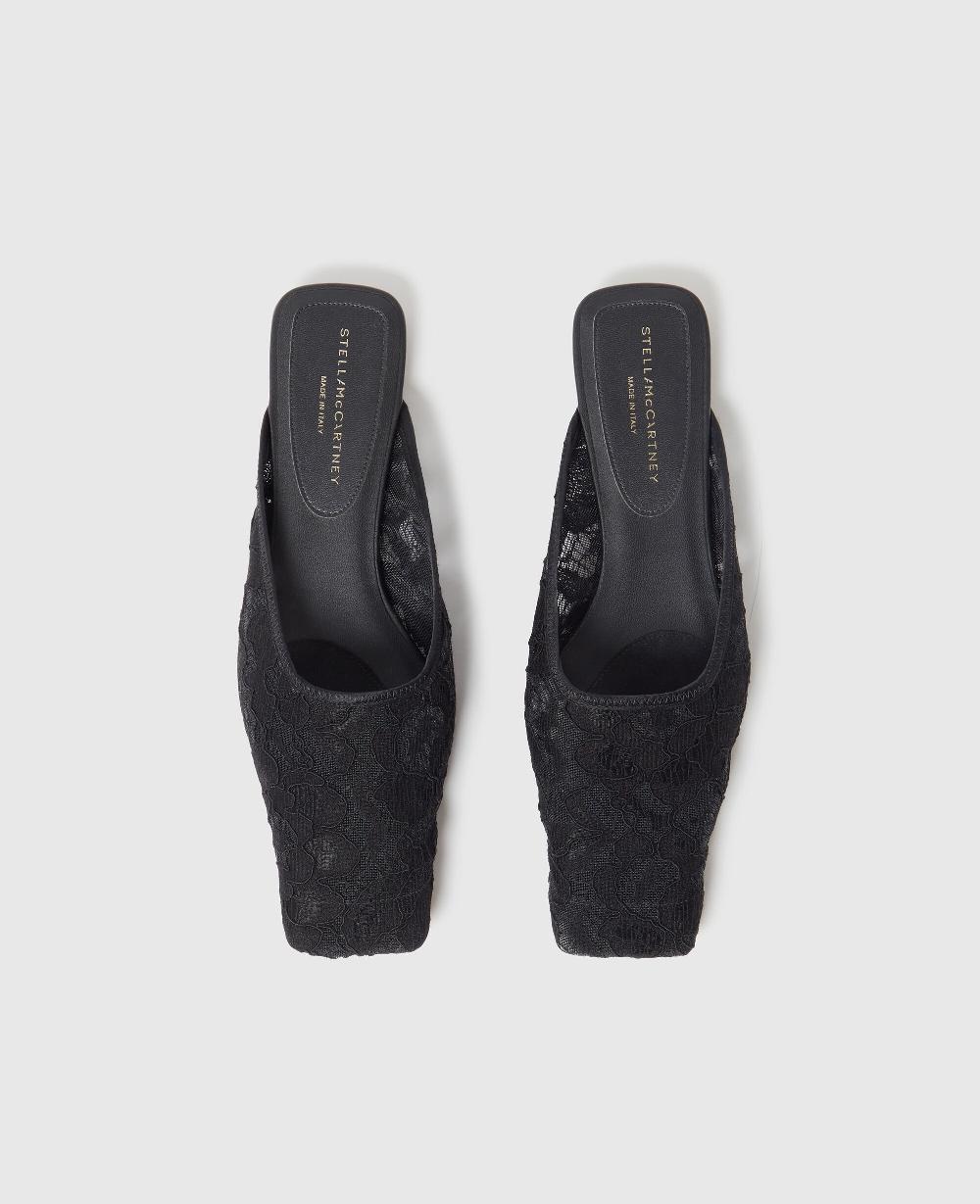 Stella Square-Toe Lace Backless Mules