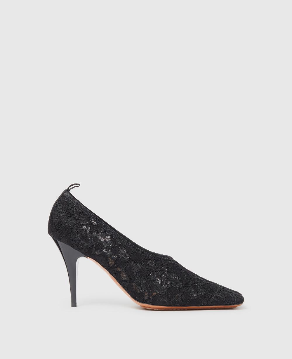 stella Square-Toe Lace Stiletto Pumps