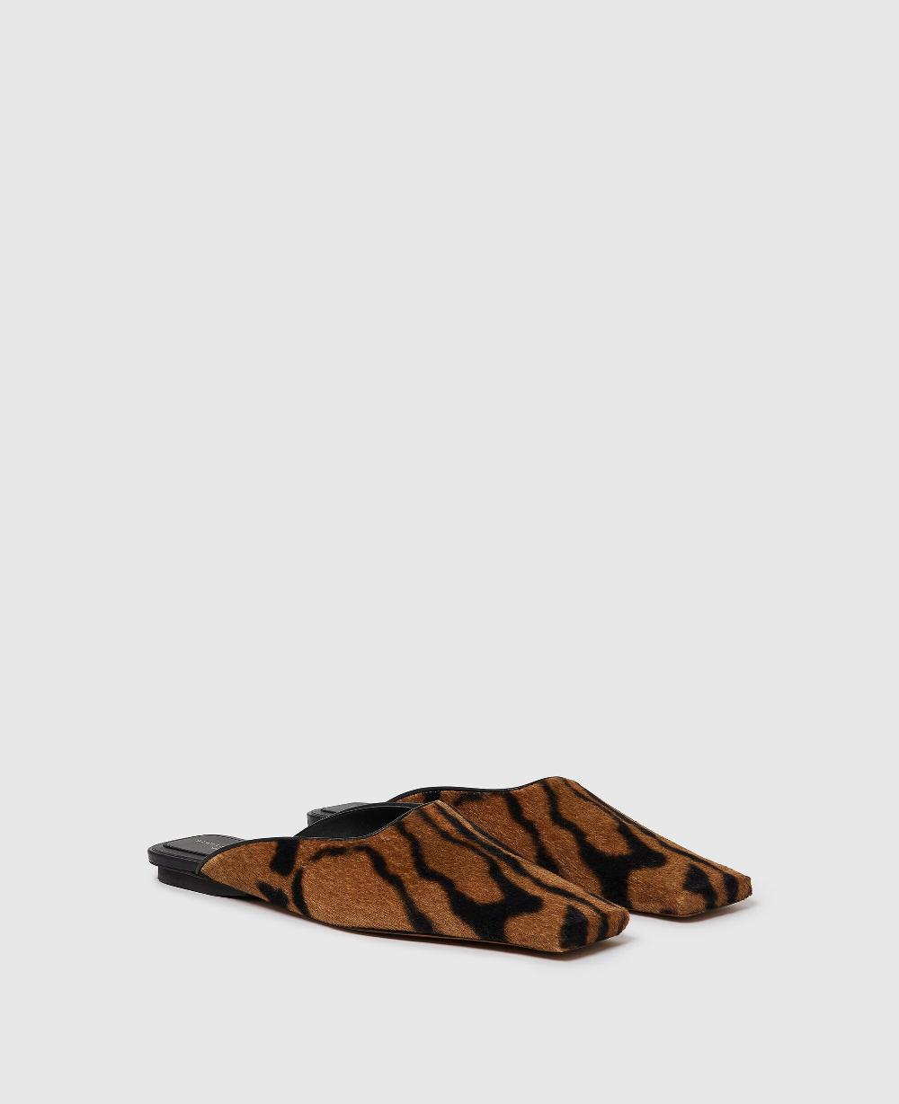 Stella Square-Toe Ocelot Backless Mules