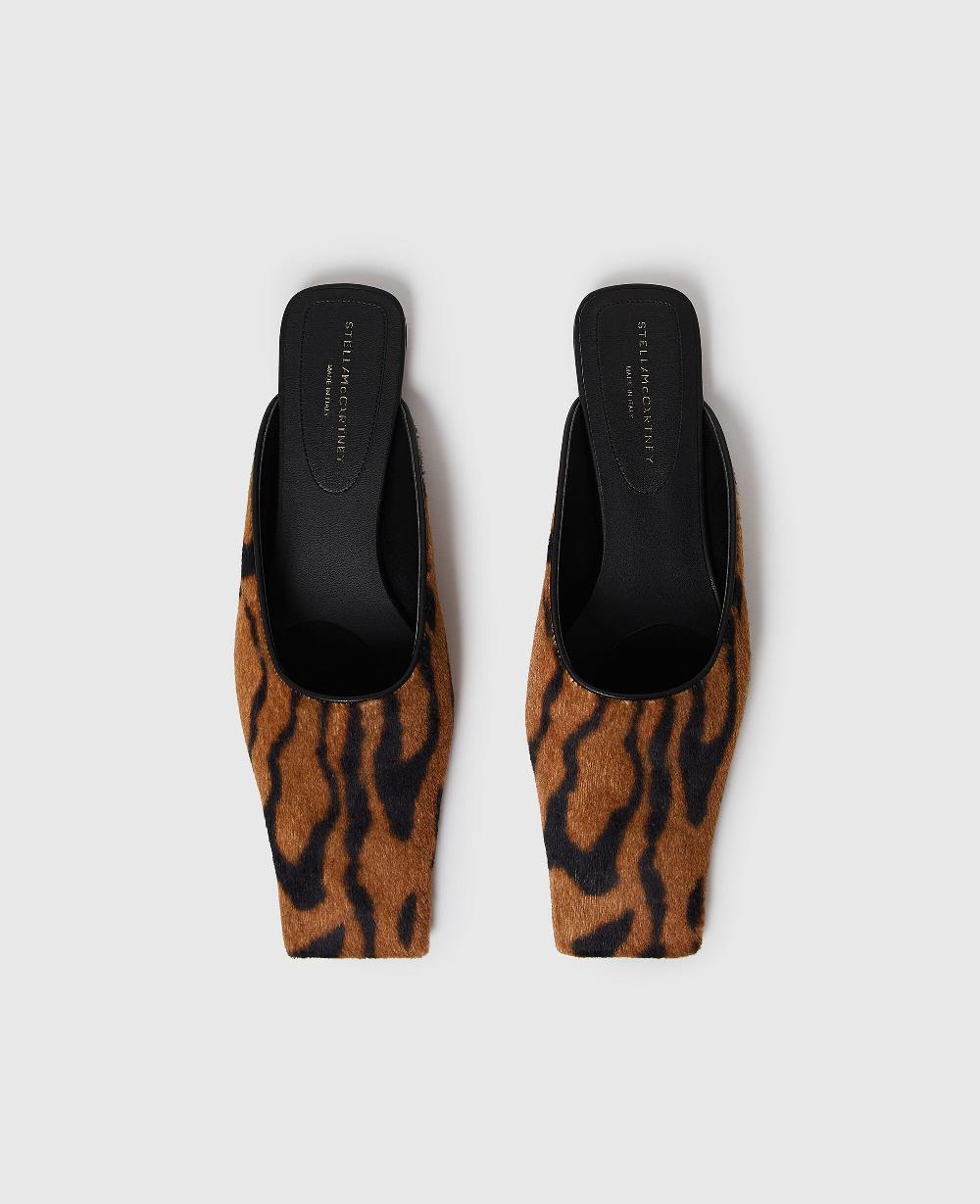 Stella Square-Toe Ocelot Backless Mules