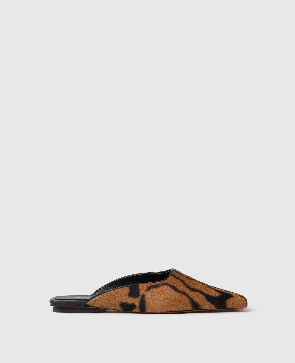 stella Square-Toe Ocelot Backless Mules