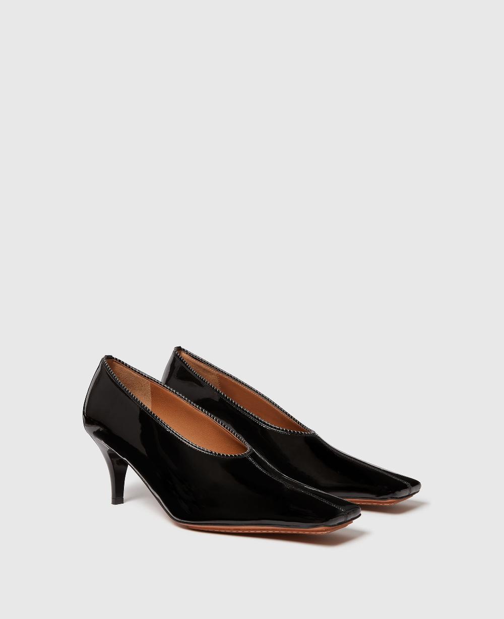 Stella Square-Toe Patent Kitten Heels