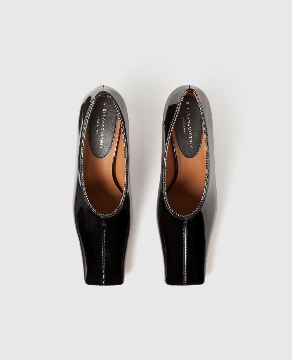 Stella Square-Toe Patent Kitten Heels
