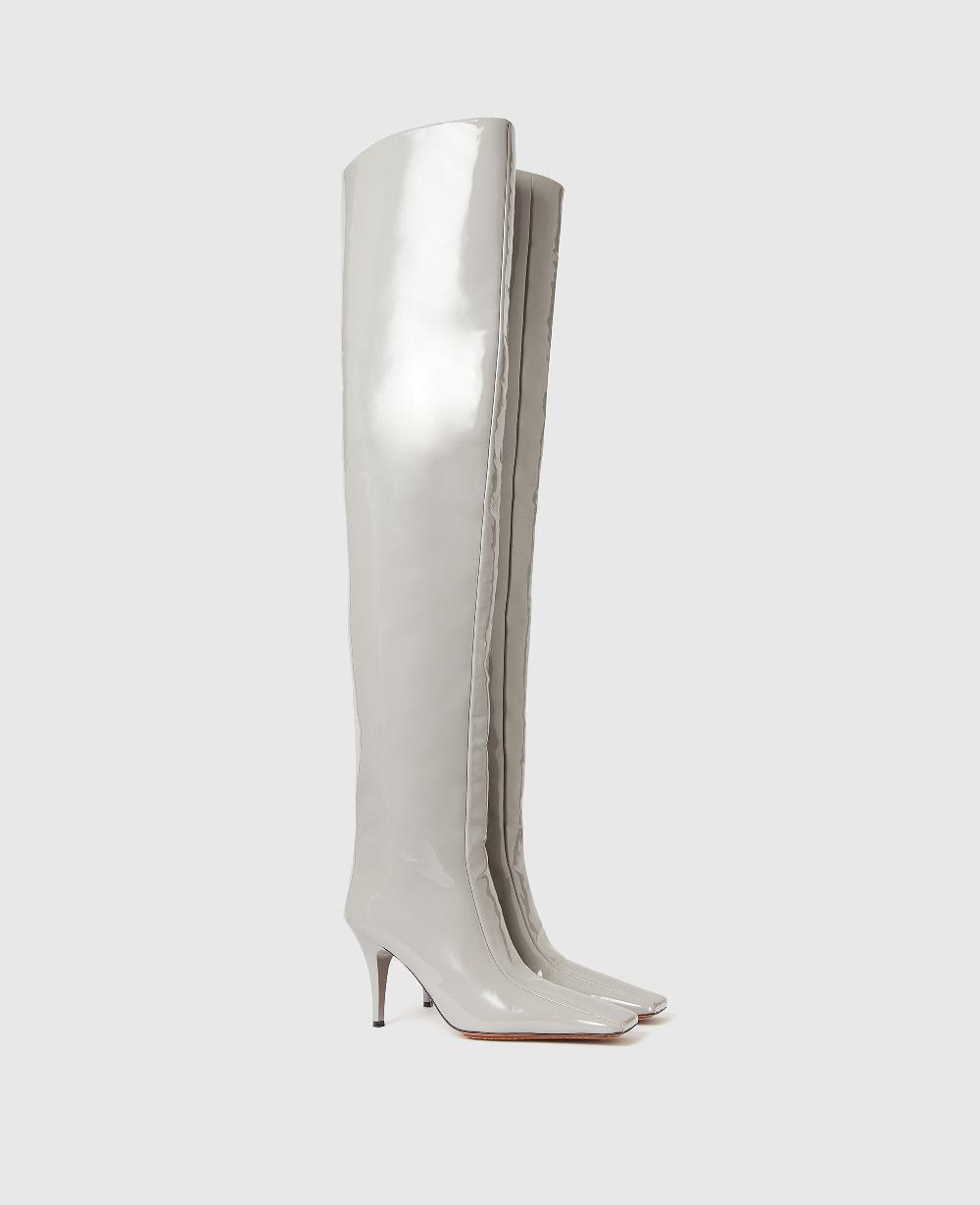 Stella Square-Toe Patent Thigh-High Stiletto Boots