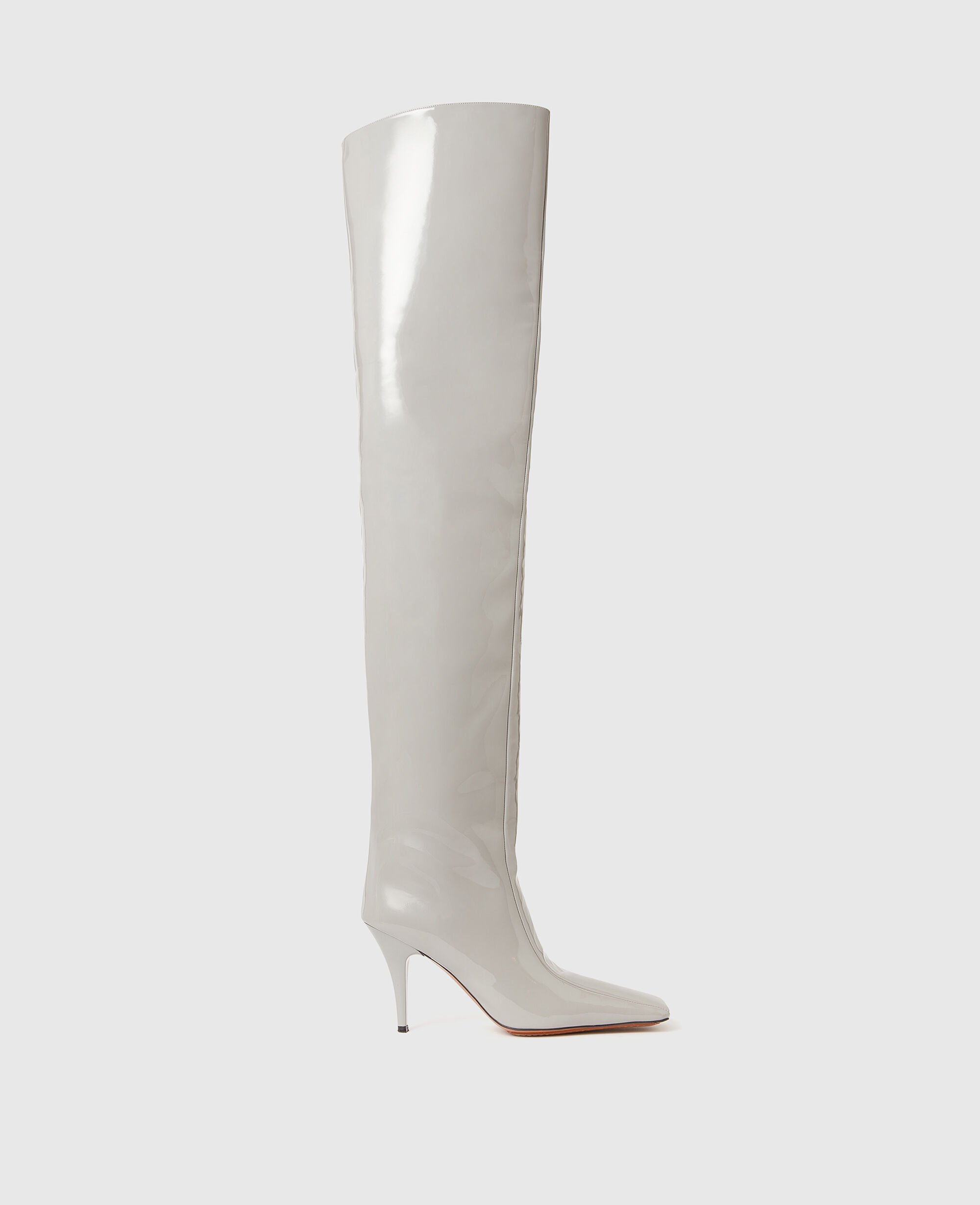 stella Square-Toe Patent Thigh-High Stiletto Boots