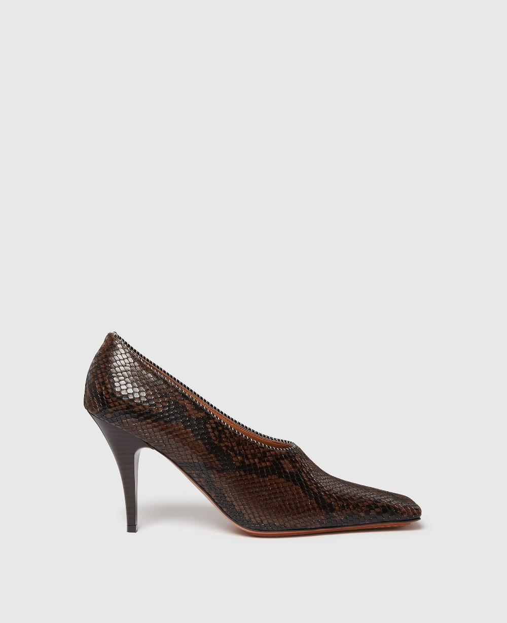 stella Square-Toe Snake Stiletto Pumps