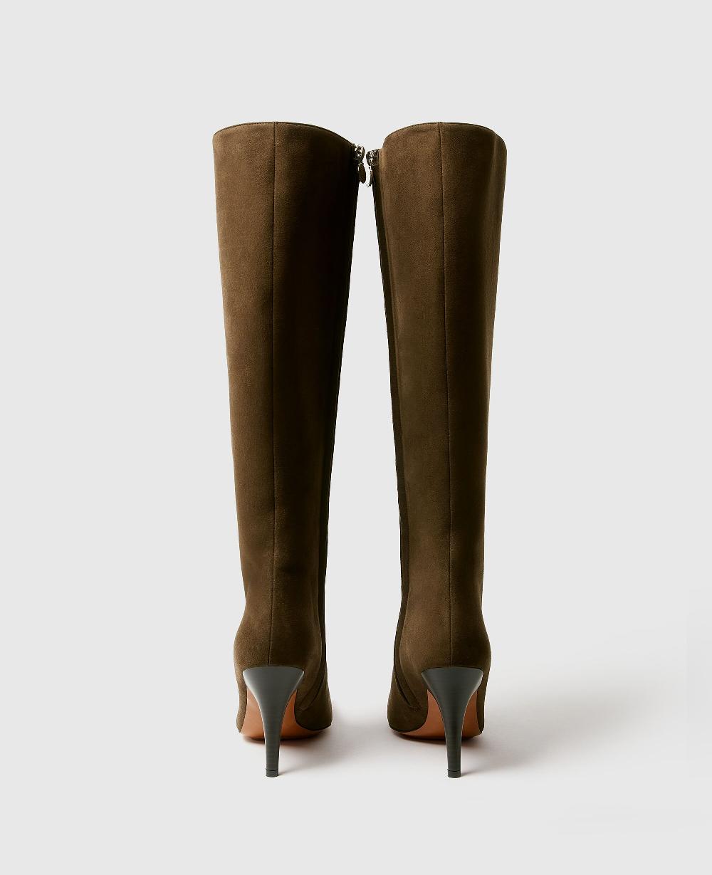 Stella Square-Toe Suede Knee-High Stiletto Boots