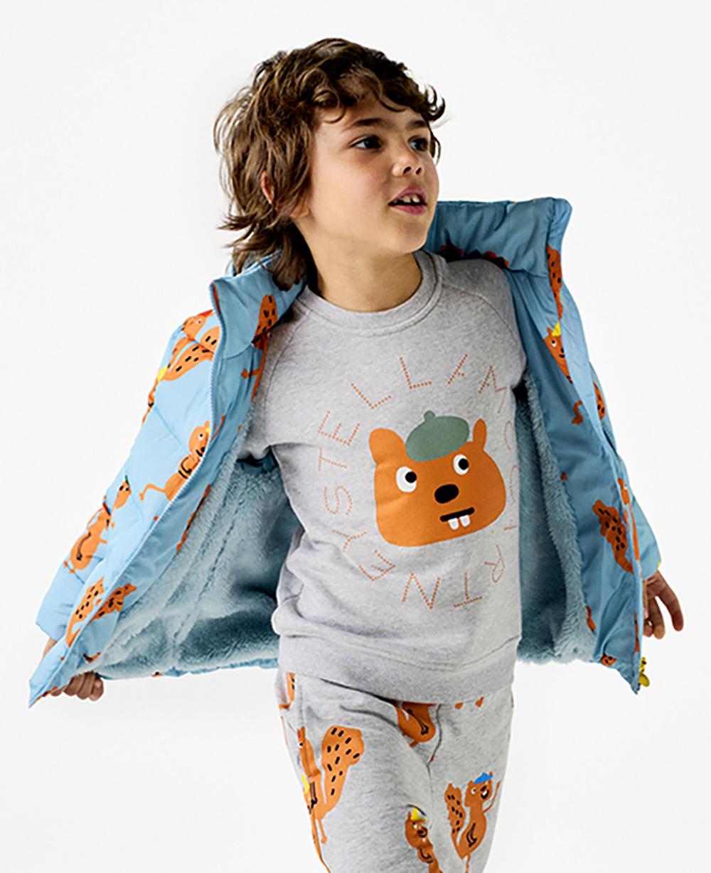 Stella Squirrel Print Hooded Puffer Coat