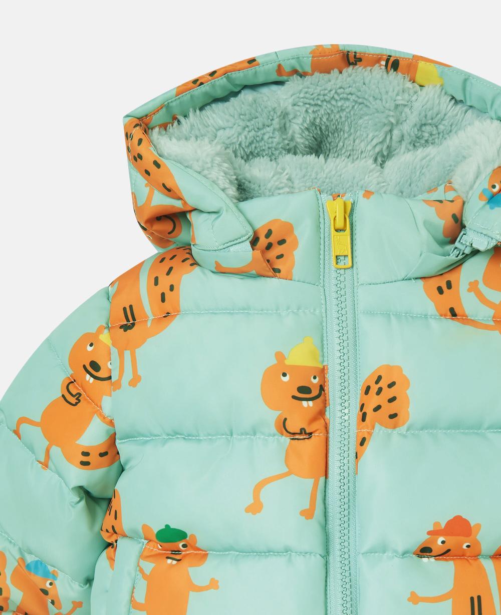 Stella Squirrel Print Hooded Puffer Coat