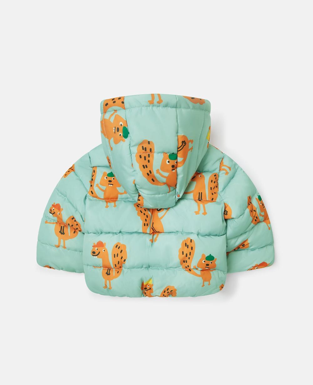 Stella Squirrel Print Hooded Puffer Coat