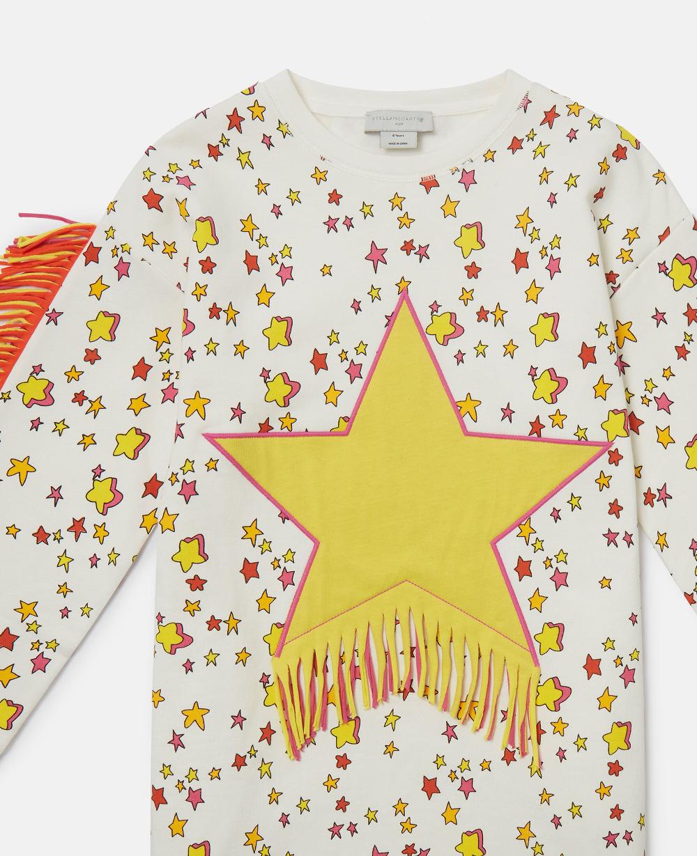 Stella Star Graphic Fringed Sweatshirt Dress