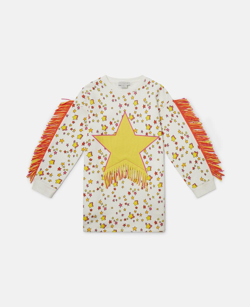 stella Star Graphic Fringed Sweatshirt Dress
