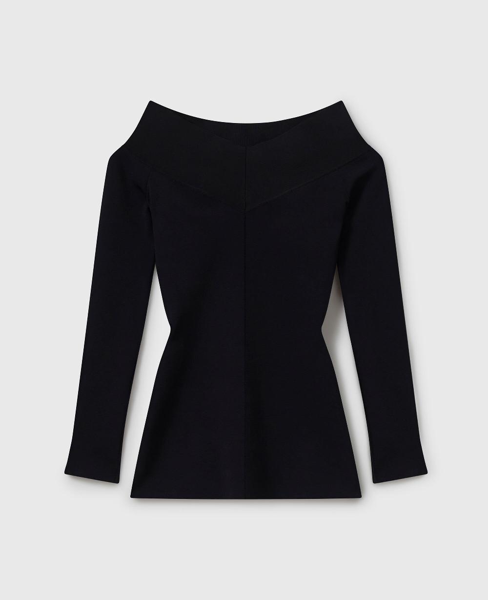 stella Straight-Neck Long-Sleeve Top