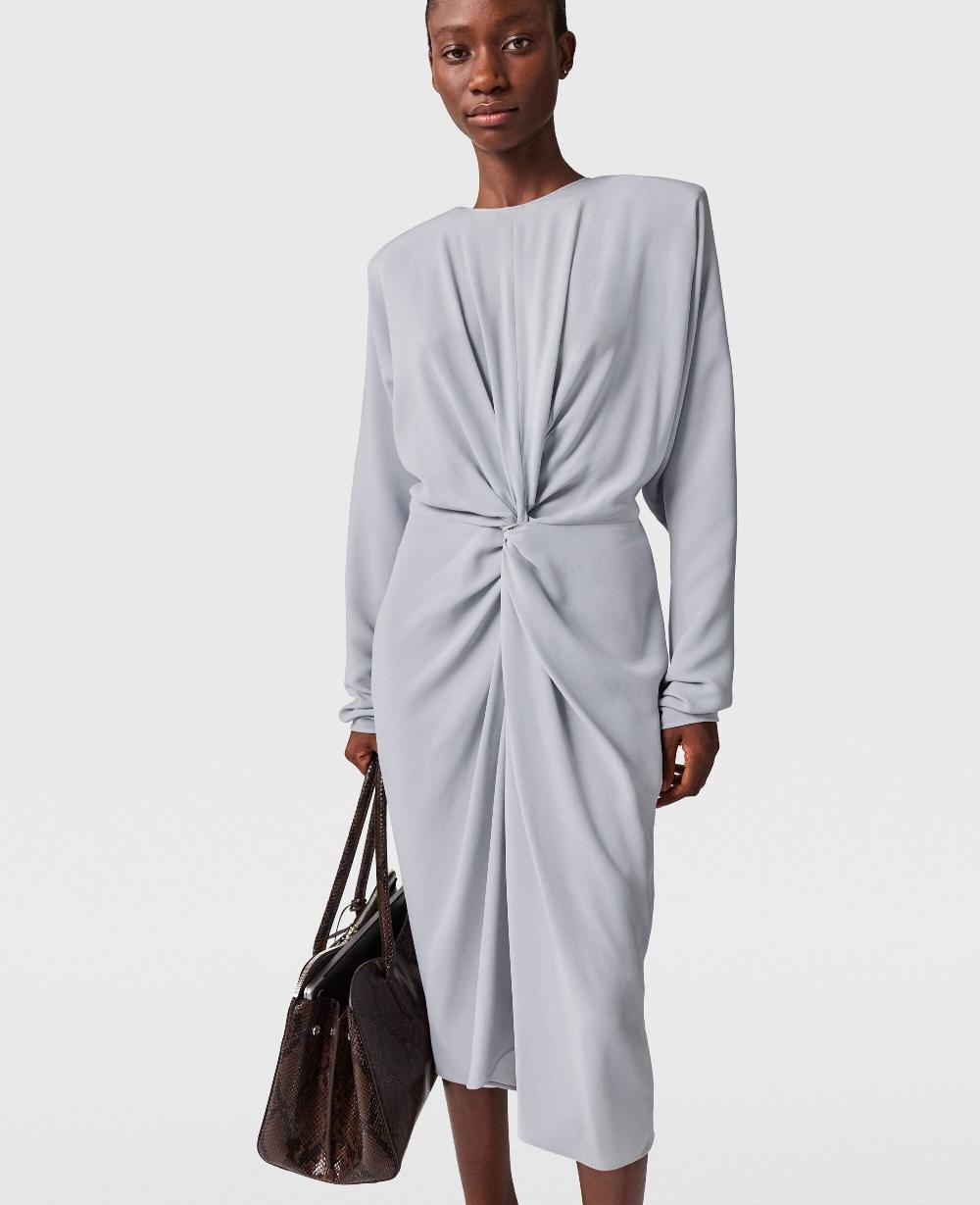 Stella Twist-Front Long-Sleeved Midi Dress