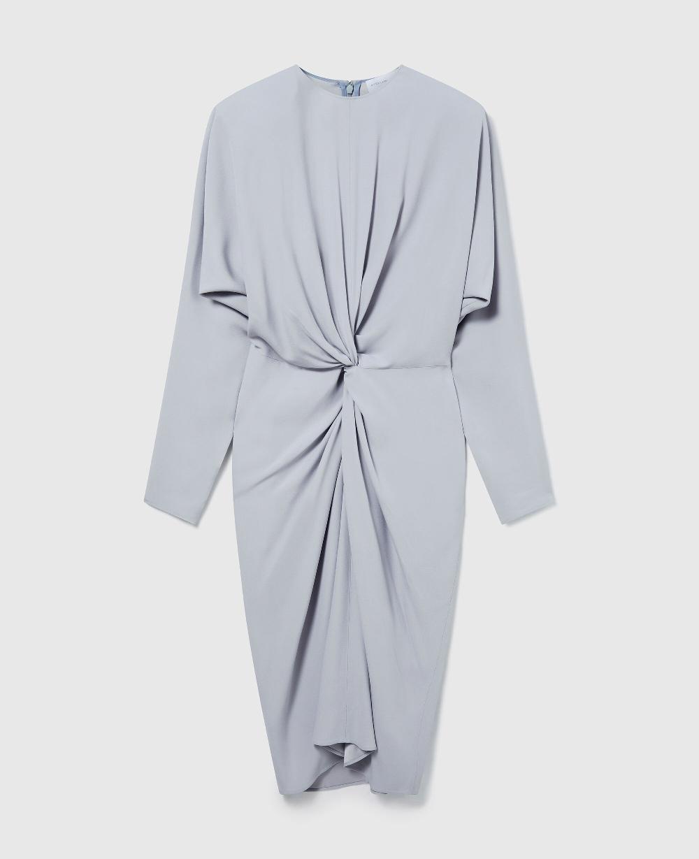stella Twist-Front Long-Sleeved Midi Dress