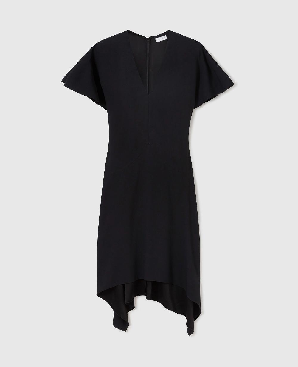 stella V-Neck Short-Sleeve Satin Midi Dress