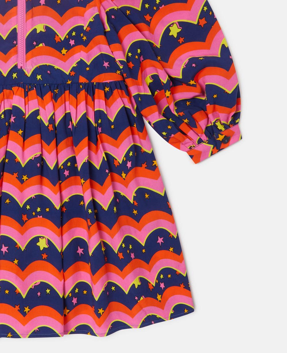 Stella Wavy Print Long-Sleeve Dress