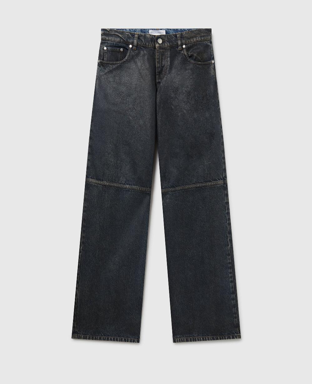 stella Waxed-Finish Straight-Leg Denim Jeans