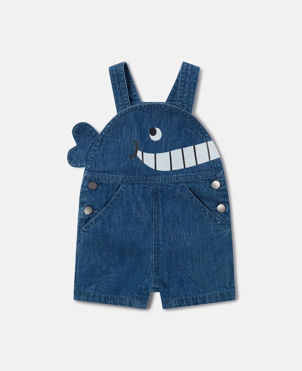 stella Whale Motif Denim Overalls