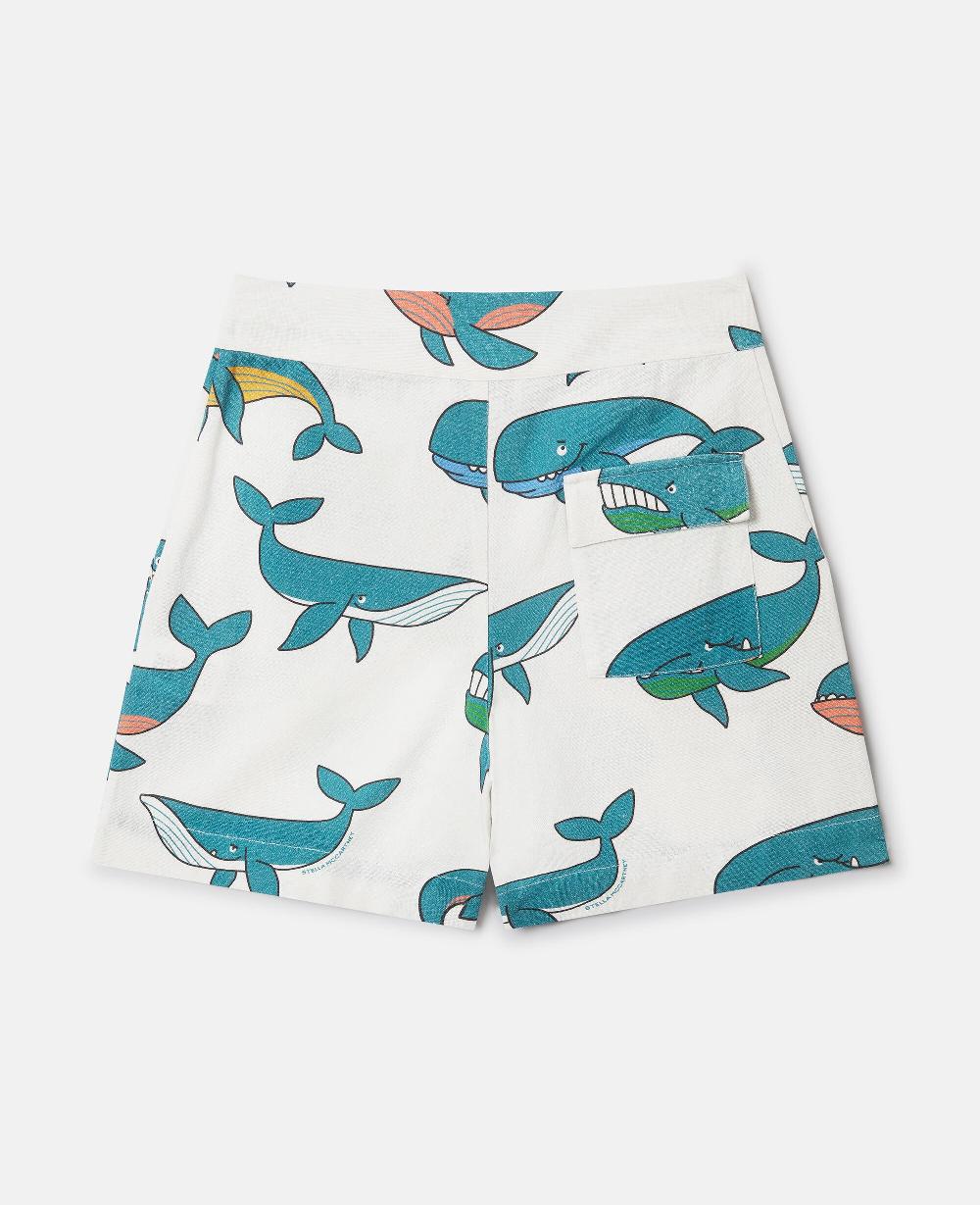Stella Whale Print Canvas Shorts
