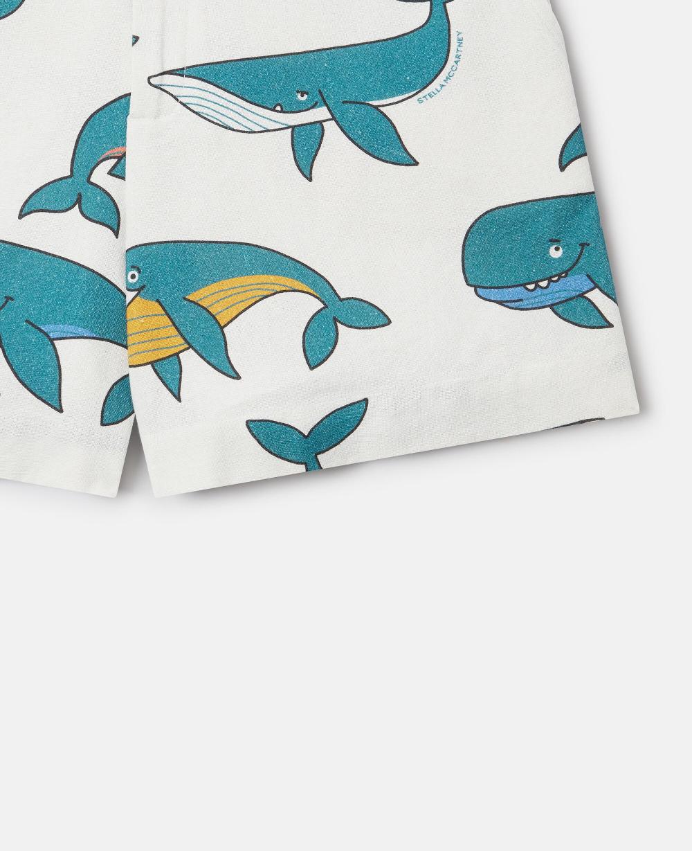 Stella Whale Print Canvas Shorts