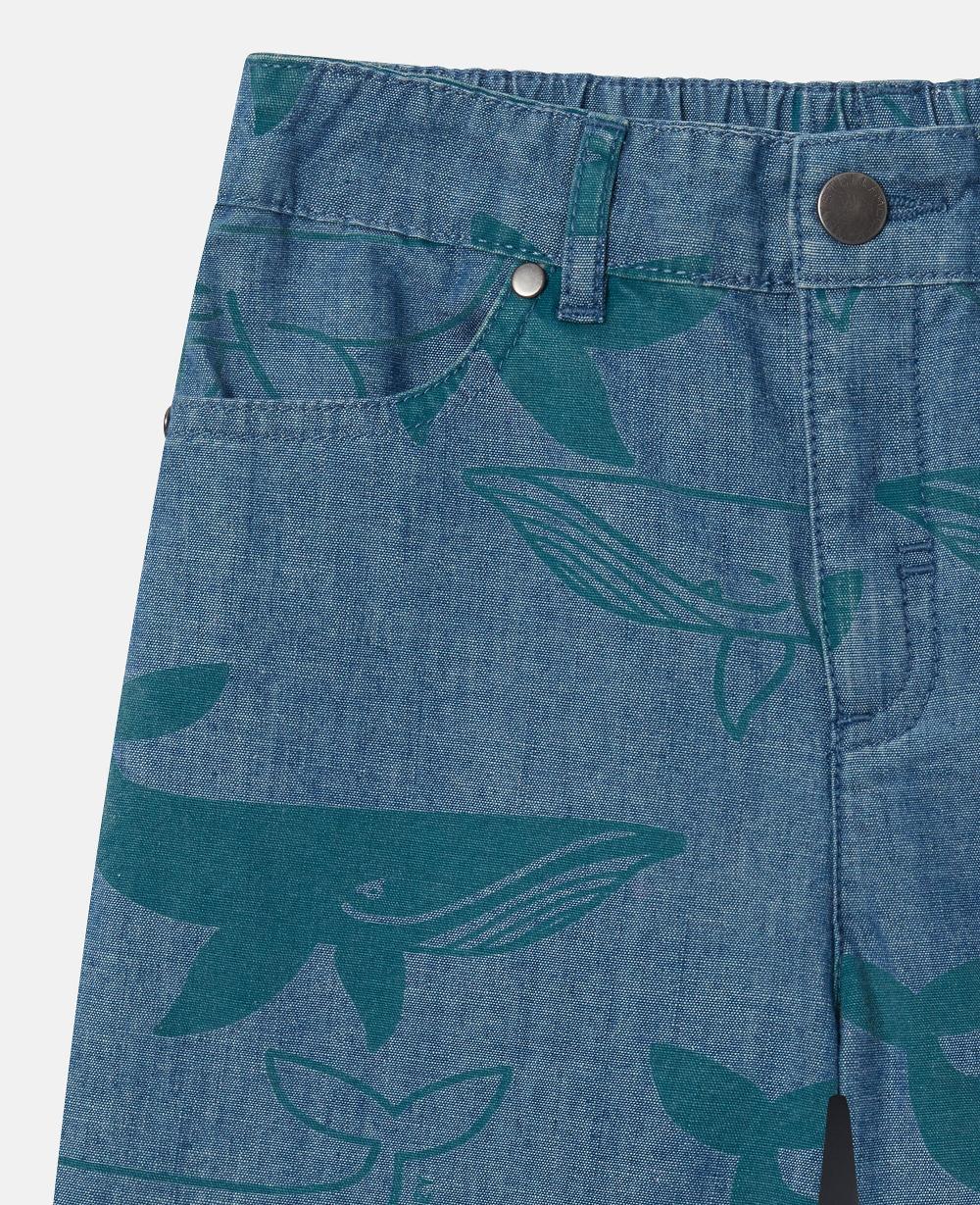 Stella Whale Print Denim Shorts