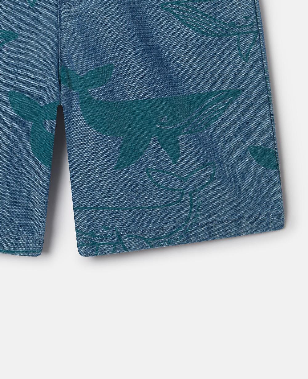 Stella Whale Print Denim Shorts