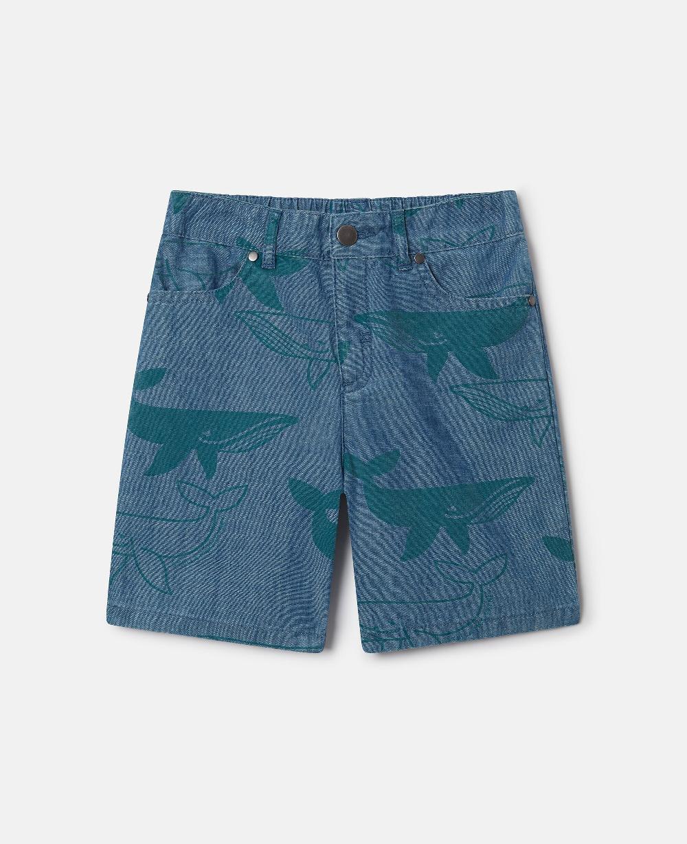stella Whale Print Denim Shorts
