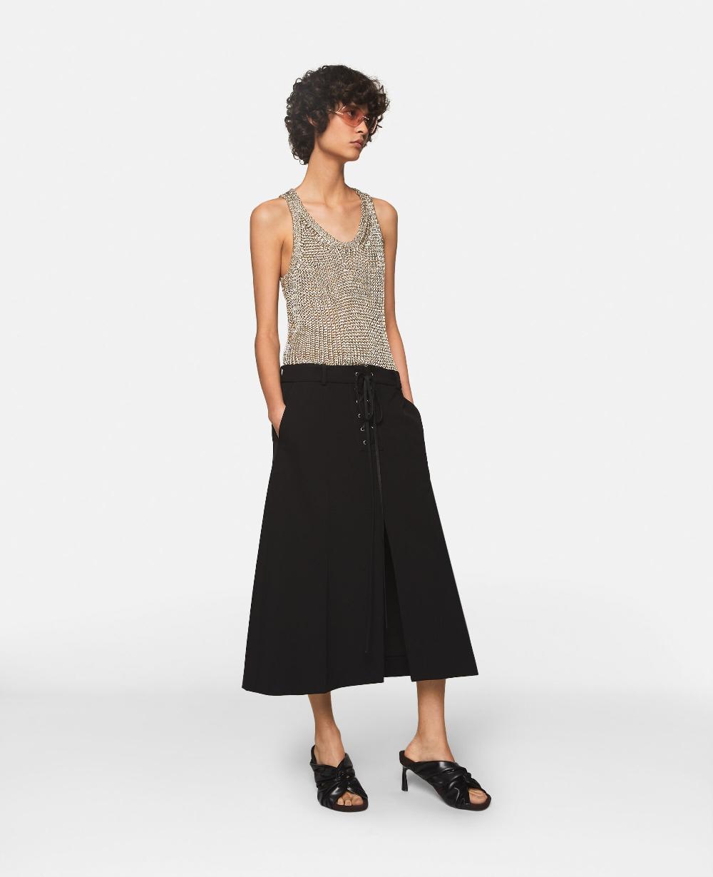 Stella Whipstitch-Closure Wool Skirt
