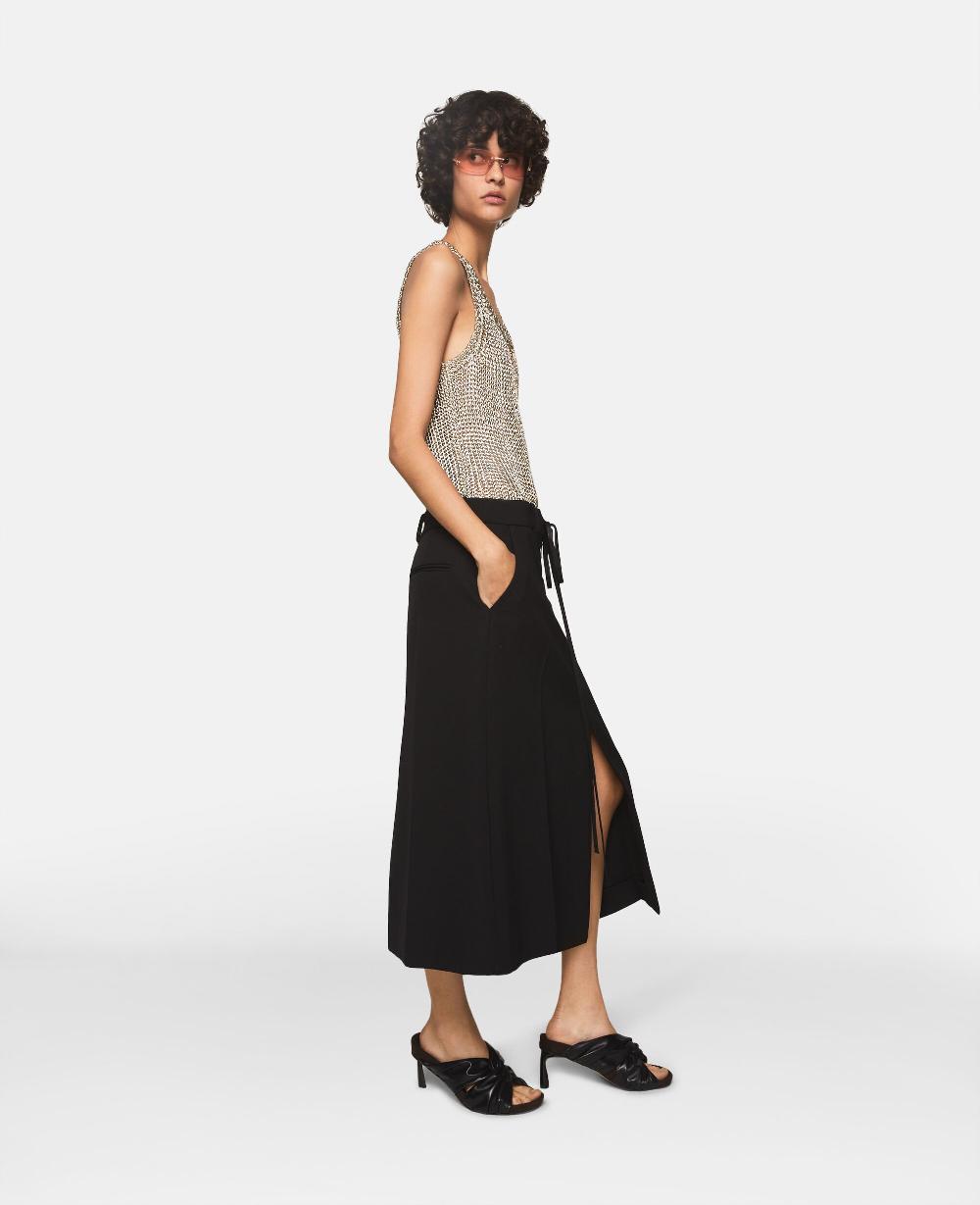 Stella Whipstitch-Closure Wool Skirt