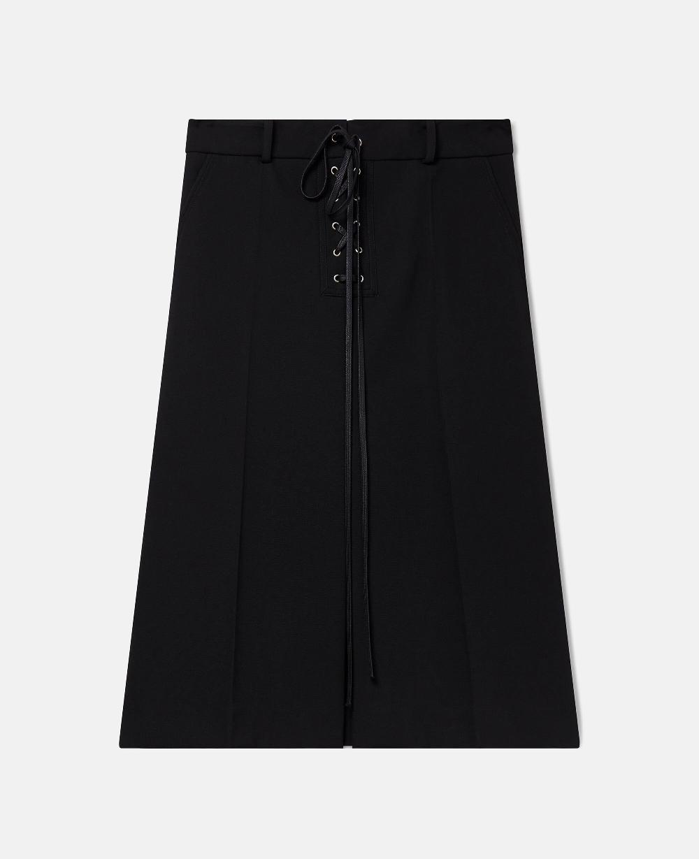 stella Whipstitch-Closure Wool Skirt