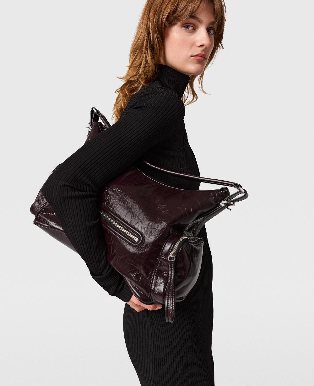 Stella Zipper-Neck Ribbed Knit Midi Dress