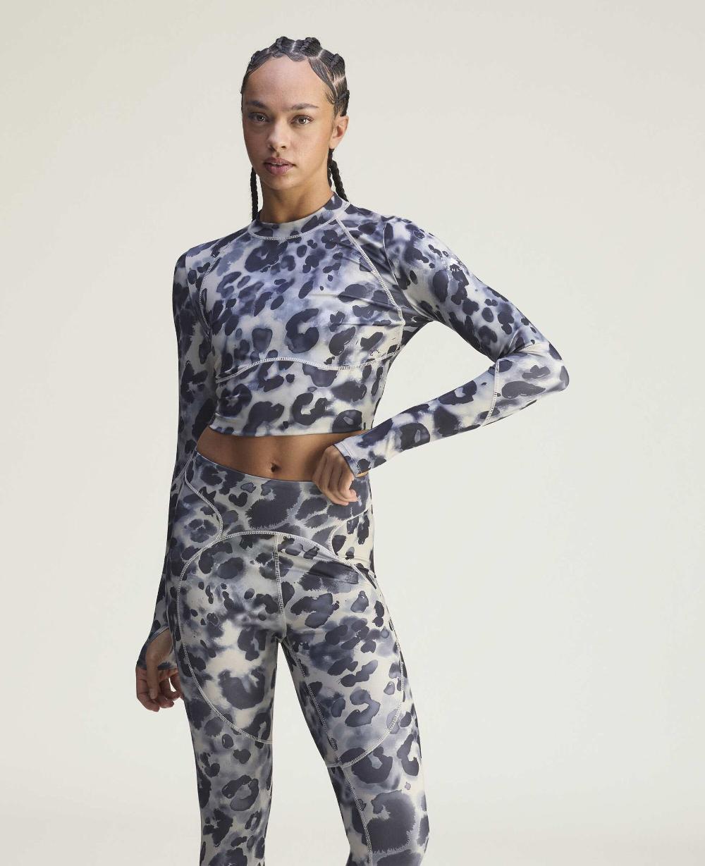 Stella TruePurpose Training Leopard Print Long-Sleeve Cropped Top